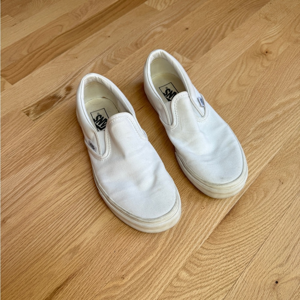 White Slip On Vans